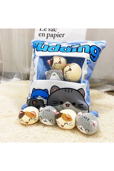 Choice 45CM Blue cat Cartoon a bag of snacks doll throw pillow Internet celebrity ins snack bag plush toy c