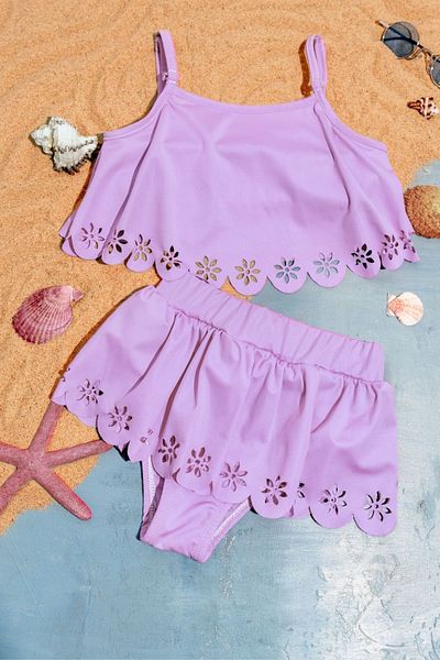 Minipodyum Girl's Embroidered Floral Bikini Set