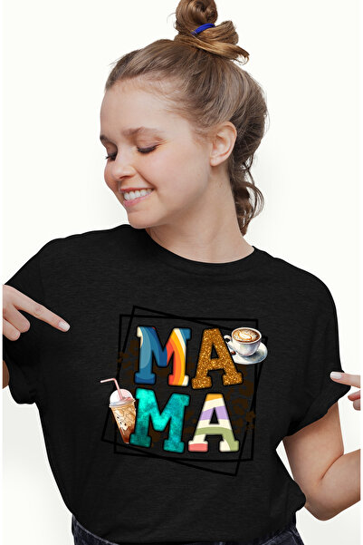 StoryGift Romania Tricou Femei cu mesajul "Mama", ilustratie, mama, cafea, ap...