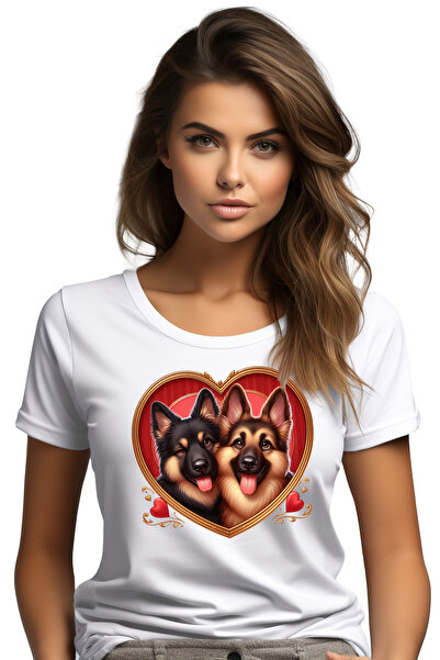 StoryGift Romania Tricou Femei cu o catelusa si un catel, ilustratie, lupi, c...