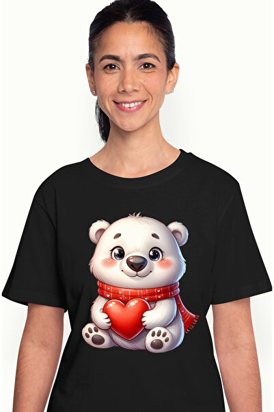 StoryGift Romania Tricou Femei cu un urs polar care tine o inima in brate, il...