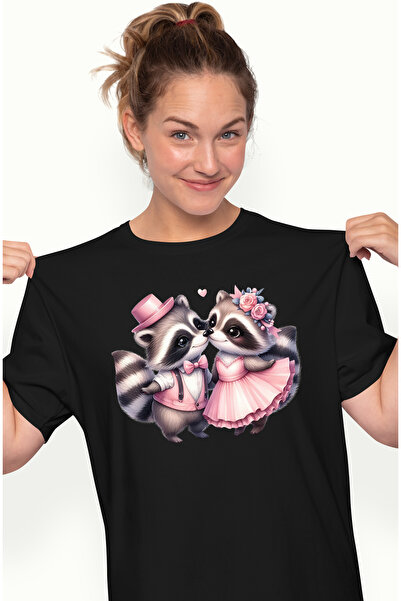 StoryGift Romania Tricou Femei cu 2 ratoni care sunt intr-o relatie, ilustrat...