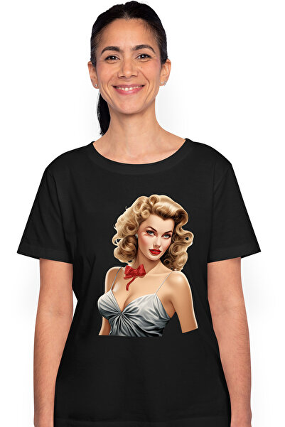 StoryGift Romania Tricou Femei cu o femeie blonda, ilustratie, stil retro, ve...