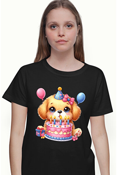 StoryGift Romania Tricou Femei cu o catelusa surprinsa, ilustratie, baloane, ...