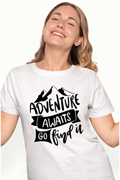 StoryGift Romania Tricou Femei cu munti si mesaj care te indeamna sa te duci sa gasesti aventura c WHT_XL