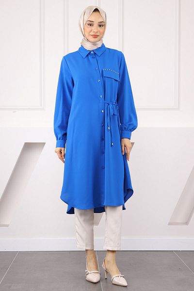 İmajButik Saks Blue Side Tie Linda Tunic