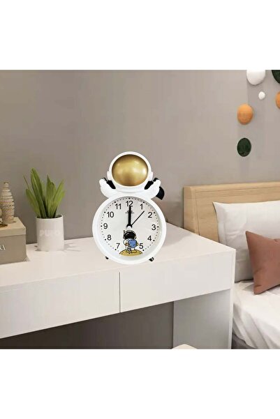 PUFO Happy Astronaut children's alarm clock, 15 cm, gold