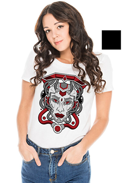 StoryGift Romania Tricou Femei Cu Android, Portret, Cibernetic, SF, Multicolor cu imprimeu pe Fat WHT_S