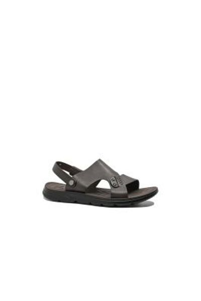 Mels Sandale confortabile pentru bărbați, cu barete încrucișate și cusături decorative, maro, piele naturală