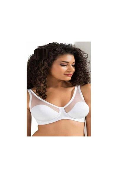 Le Jardin Women's White Tulle Covered Soft Cup Bra