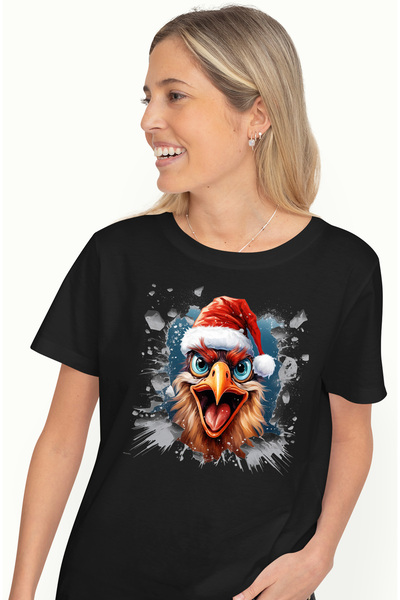 StoryGift Romania Tricou Femei cu un cocos furios, caciula de Craciun, scoate...