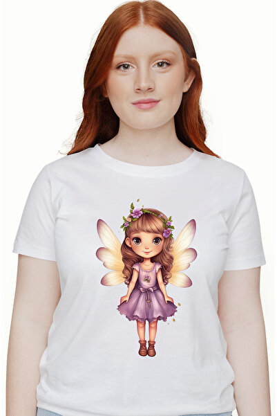 StoryGift Romania Tricou Femei cu o fetita cu aripi de zana, rochita, mov, ca...