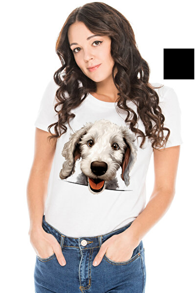 StoryGift Romania Tricou Femei cu un catelus alb, blanos, ilustratie, e energ...