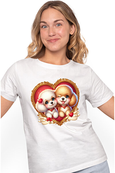 StoryGift Romania Tricou Femei cu o catelusa si un catel, ilustratie, fericit...