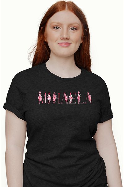 StoryGift Romania Tricou Femei Cu Numele Mihaela, Floral, Colorat, Creativ, Frumos, Unicat, cu im BLK_M