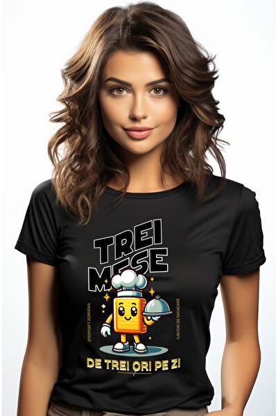 StoryGift Romania Tricou Femei Bucatar cheff trei mese de trei ori pe zi cu i...