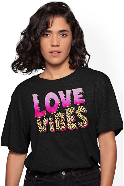 StoryGift Romania Tricou Femei cu mesajul "Love vibes", Valentine's Day, ilus...