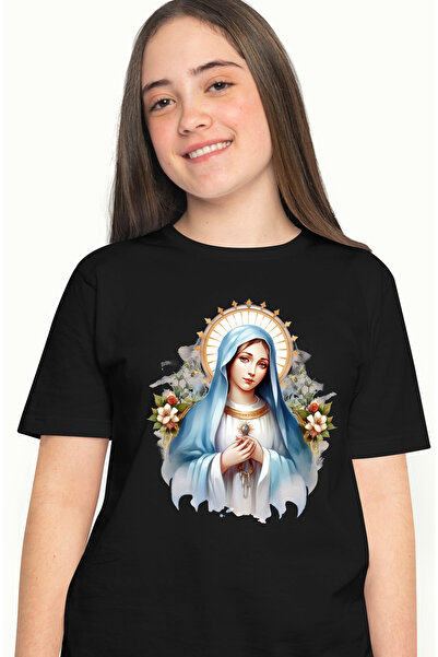StoryGift Romania Tricou Femei cu Fecioara Maria, ilustratie, mama, flori, Ma...