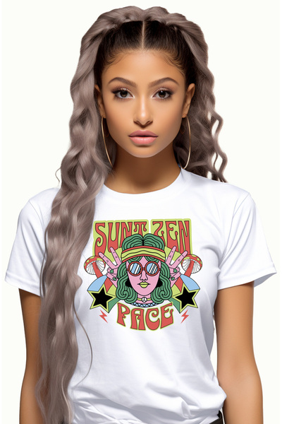 StoryGift Romania Tricou Femei fata hippier sunt zen club pace liniste cu imp...