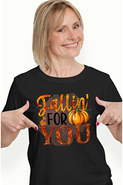 StoryGift Romania Tricou Femei cu mesajul "Fallin' for you", toamna, ilustrat...