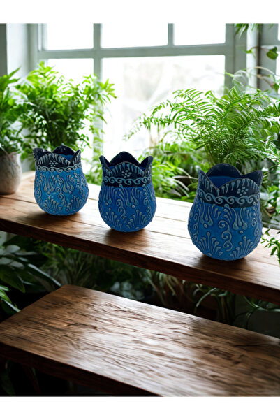 RGS ÇİNİ Rgs Homelife 3'lü Lale El Yapımı Dekoratif Ev Bahçe Kaktüs Çiçek Hed...