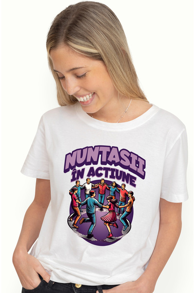 StoryGift Romania Tricou Femei Nuntasii in actiune, casatorie petrecere famil...