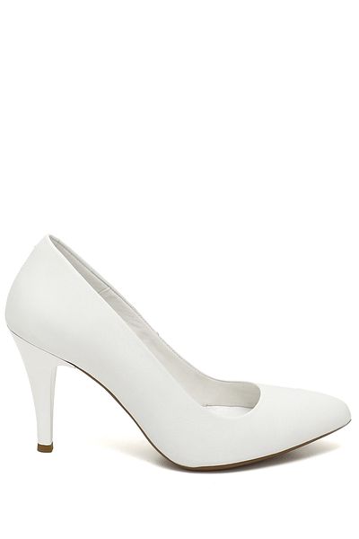 GÖNDERİ(R) Women's White Pointed Toe Thin Heels Genuine Leather Stiletto
