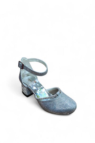 CihanShoes Girl's Closed Front Evening Dress Sandals Shoes 5 cm Heel 31-32-33-34-35 Number Silver