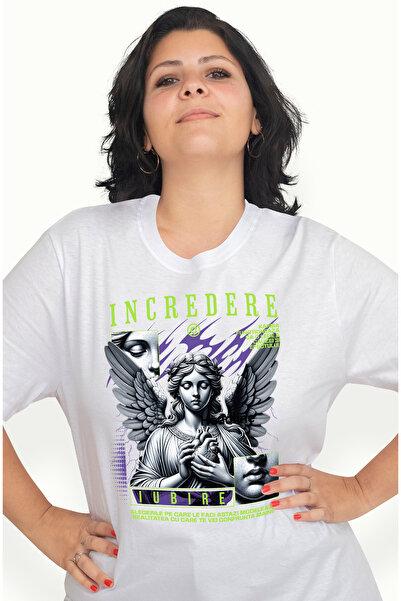 StoryGift Romania Tricou Femei Inger cu Inima - Incredere, Iubire, Karma, Cur...