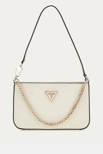 Guess Дамска мини чанта NOELLE MINI TOP CIP SHOULDER в цвят екрю HWZG7879720-BON