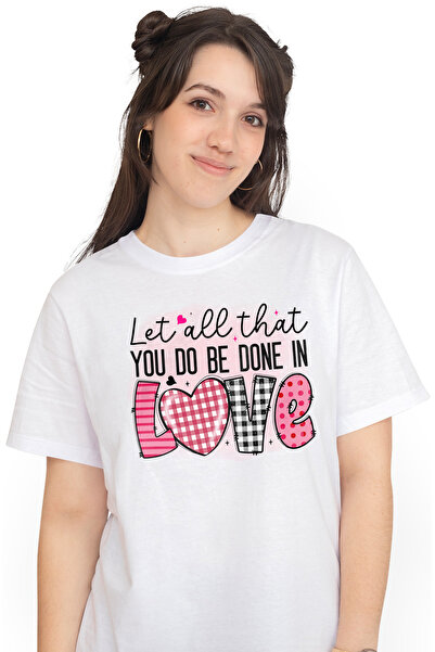 StoryGift Romania Tricou Femei cu mesajul "Let all that you do be done in Love", tot cee ce faci, WHT_XL
