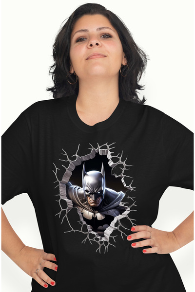 StoryGift Romania Tricou Femei Cu Super Erou Bat Man Iesind Dintr-un Perete S...