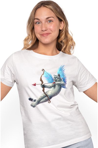 StoryGift Romania Women's T-shirt with a white tiger Cupid, illustration, archery, falling in love, WHT_XS