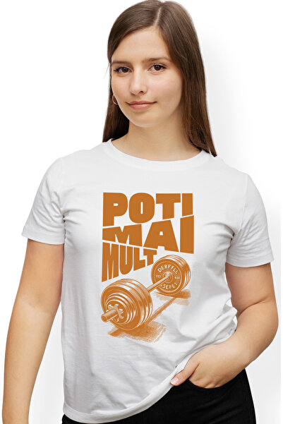 StoryGift Romania Tricou Femei Bara cu greutati motivational poti mai mult cu...