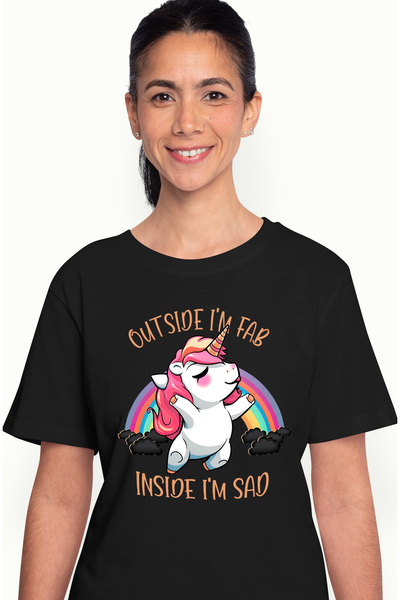 StoryGift Romania Tricou Femei cu un unicorn care e bucuros, ilustratie, mesa...