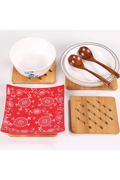 PUFO Kitchen bamboo stand for hot dishes, pots, pans, 18.5 cm, brown