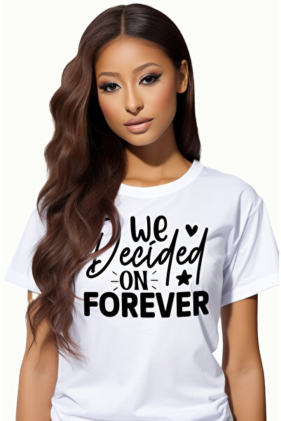 StoryGift Romania Tricou Femei cu textul in engleza "We decided on forever" -...