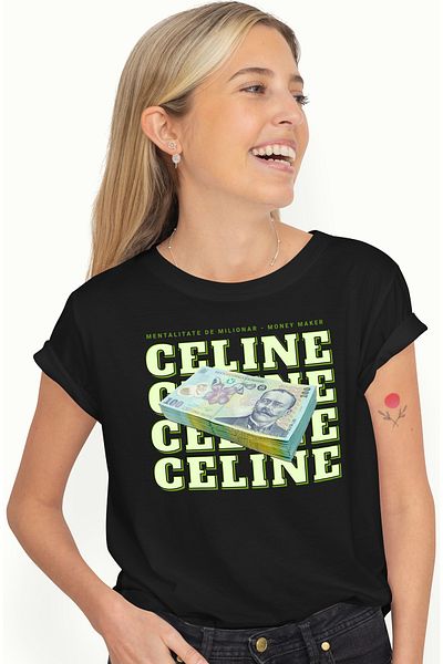 StoryGift Romania Tricou Femei - 100 Lei Romanesti, Cu Imprimeu Pe Fata, 100% Bumbac, Negr Blk_,stg
