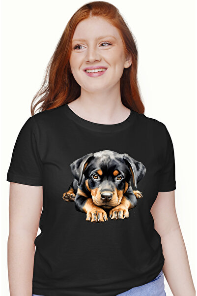 StoryGift Romania Tricou Femei cu un catel tristut, serios, grija, cuminte, p...