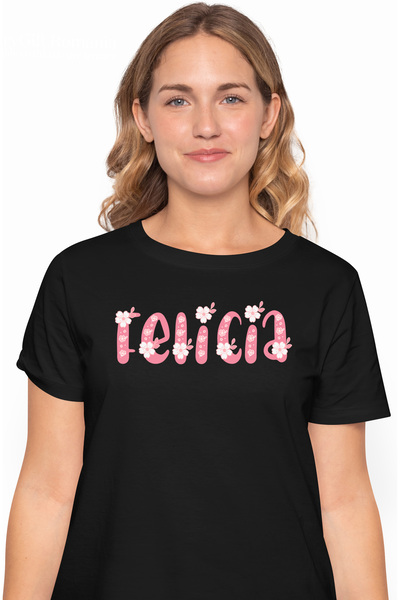 StoryGift Romania Tricou Femei Cu Numele Felicia, Flori, Colorat, Roz, Dragut...