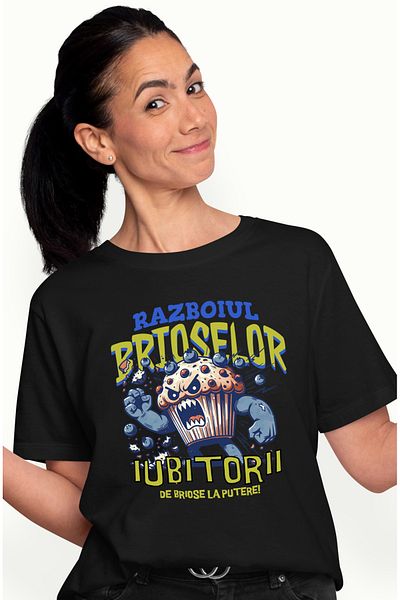 StoryGift Romania Tricou Femei briosa razboinica razboi iubitorii de briose cu imprimeu pe Fata, 1 BLK_XL