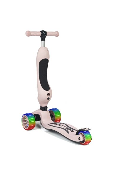 Genel Markalar Nessiworld Smart Oturaklı 3 Tekerlekli Işıklı Scooter Bebe Somon