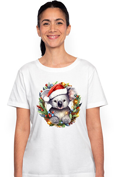StoryGift Romania Tricou Femei cu un urs Koala, ilustratie, caciula de Craciu...