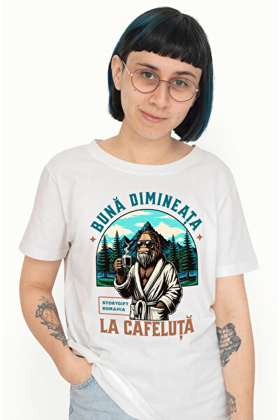 StoryGift Romania Tricou Femei Gorila in halat savurand cafeaua de dimineata ...
