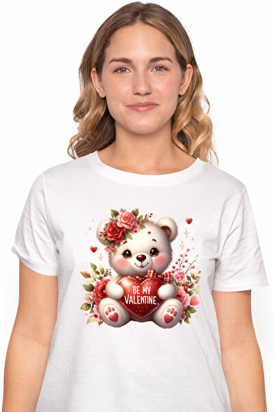 StoryGift Romania Tricou Femei cu o ursoaica vesela care tine o inimioara in ...