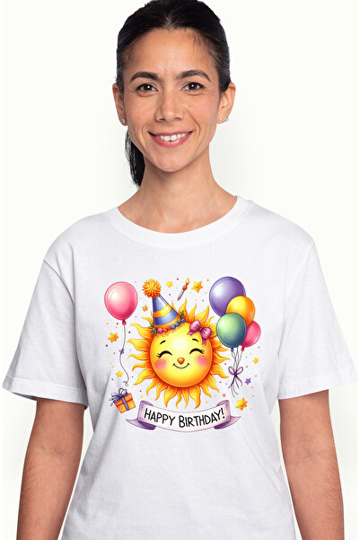 StoryGift Romania Tricou Femei cu soarele la petrecere, ilustratie, zi de nas...