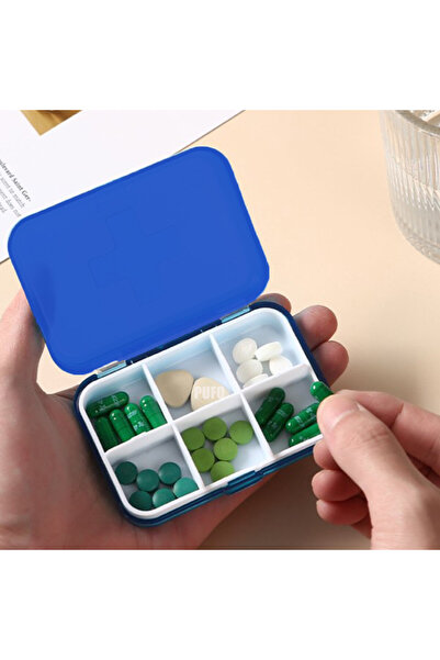 PUFO Square box for organizing medicines, vitamins or supplements, Pufo Medicine, 9 cm, blue