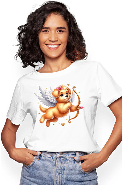 StoryGift Romania Tricou Femei cu un catel vesel care trage cu arcul, ilustra...