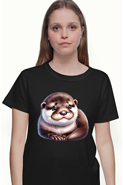 StoryGift Romania Tricou Femei cu o vidra timida, ilustratie, jucausa, curioa...
