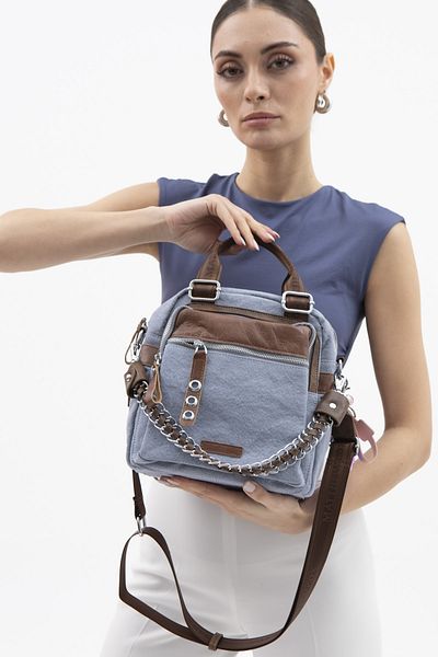 LuviShoes BYN2367 Geantă de umăr pentru femei din pânză albastră